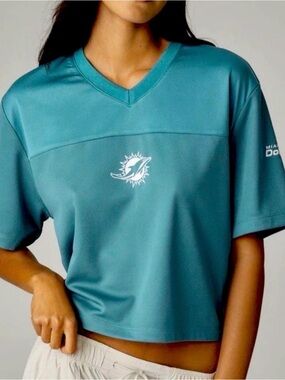 Miami Dolphins Teal V-Neck Cropped Jersey